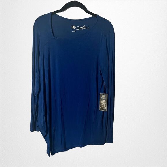 DG2 By Diane Gilman Blue Long Sleeve Tunic Blouse Size Medium New with Tags - Picture 2 of 7